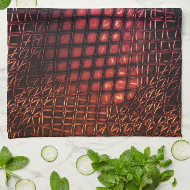 Red wine drawn that looks like tangle of jute net  kitchen towel (Folded)