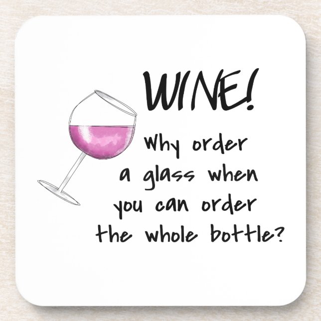 Red Wine Funny Word Saying Party Drink Coaster (Front)
