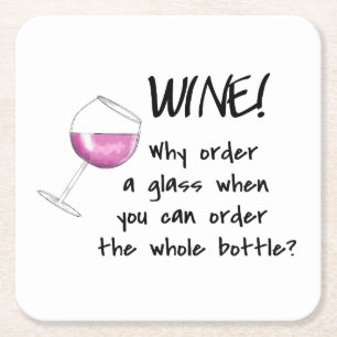 Red Wine Funny Word Saying Party Drink Square Paper Coaster