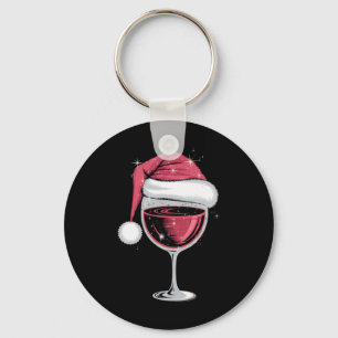 Red Wine Gl Christmas Funny Christmas Xmas Keychain