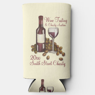 Red Wine Glass Bottle Grapes Winery Winetasting Seltzer Can Cooler