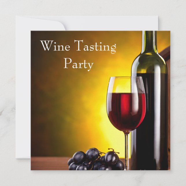 Red Wine Glass Bottle Wine Tasting Party Invitation (Front)