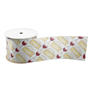 Red Wine Glass Brie Cheese Cocktail Party Foodie Satin Ribbon