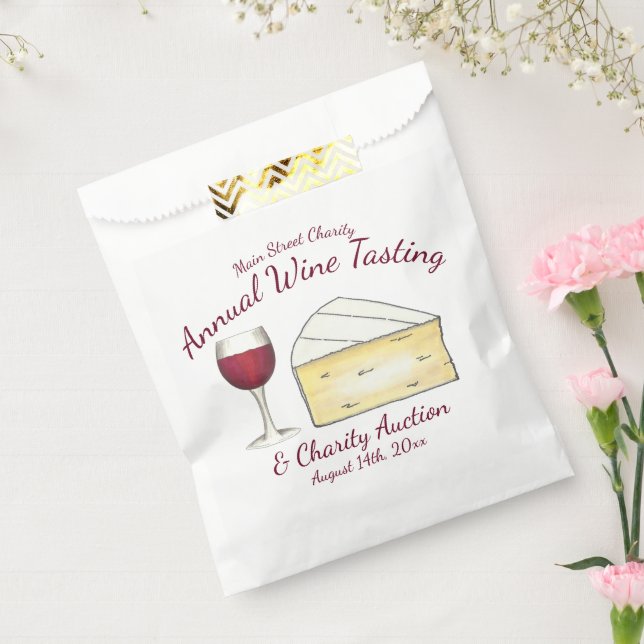 Red Wine Glass Brie Cheese Tasting Charity Event Favour Bag (Sealed)