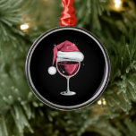 Red Wine Glass Christmas Funny Christmas Xmas  Metal Ornament<br><div class="desc">Red Wine Glass Christmas Funny Christmas Xmas Santa</div>
