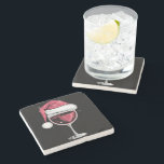 Red Wine Glass Christmas Funny Christmas Xmas  Stone Coaster<br><div class="desc">Red Wine Glass Christmas Funny Christmas Xmas Santa</div>