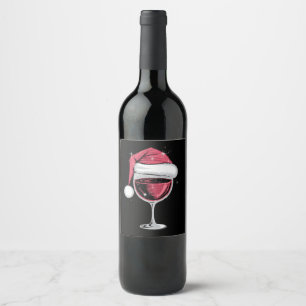 Red Wine Glass Christmas Funny Christmas Xmas  Wine Label
