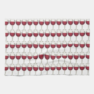 Red Wine Glass Merlot Print Pattern Glasses Towel