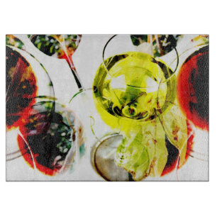Red wine glass modern photo collage cutting board