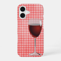 Red Wine Glass On Gingham