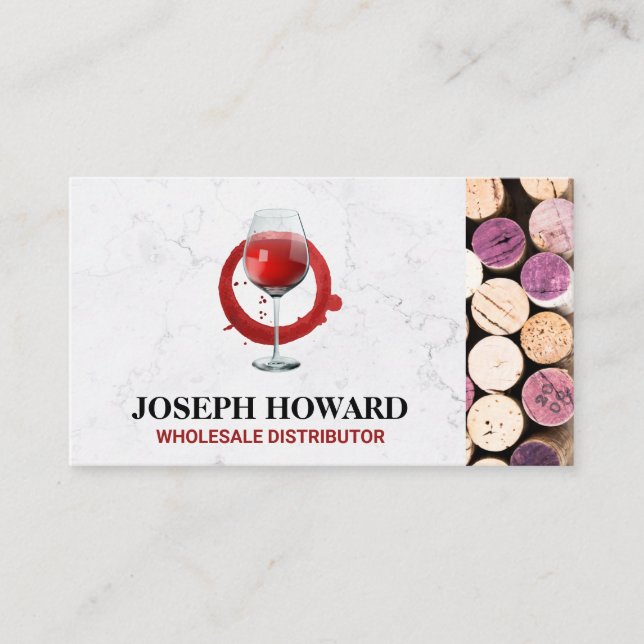 Red Wine Glass | Opened Corks Business Card (Front)