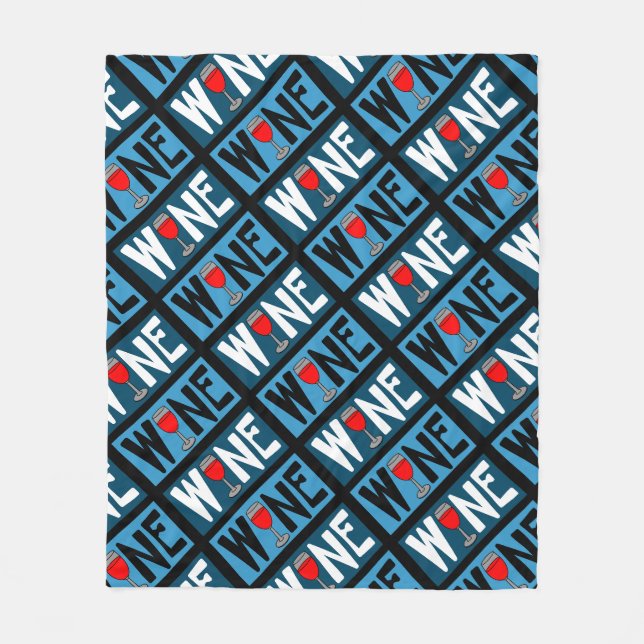 Red Wine Glass Pattern Fleece Blanket (Front)