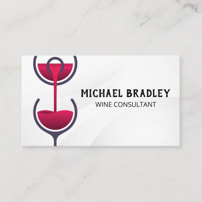 Red Wine Glass Pour Business Card (Front)