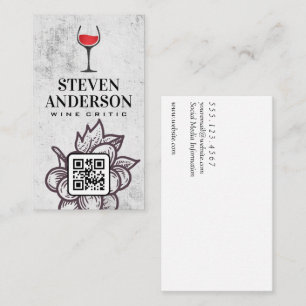 Red Wine Glass QR Code Business Card