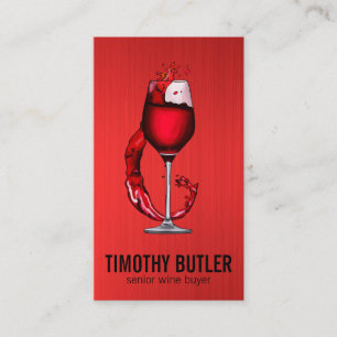 Red Wine Glass Splash Business Card
