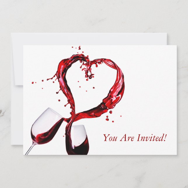 Red Wine Glass Tasting Club Party Invitation Card (Front)