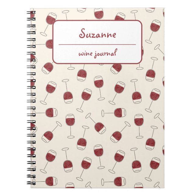 Red Wine Glass Tasting Journal Notebook (Front)