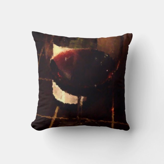 Red Wine Glass Throw Pillow (Front)