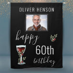 Red Wine Glass Twigs 60th Birthday Photo Blackout Curtains<br><div class="desc">Red Wine Glass Twigs 60th Birthday Photo Backdrop Curtains. Watercolor red wine glass with red roses and twigs on a black background. Add your photo,  your name and age.</div>
