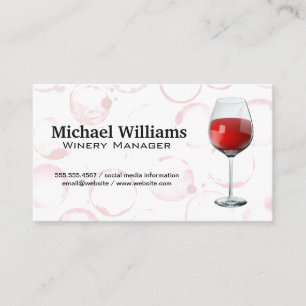 Red Wine Glass   Wine Stains Background Business Card