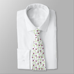 Red Wine Glasses Illustration Pattern Tie