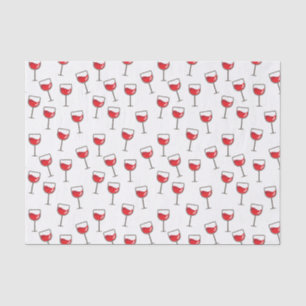 Red Wine Glasses Pattern on White Tissue Paper