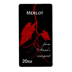 Red wine grape leaf with print
