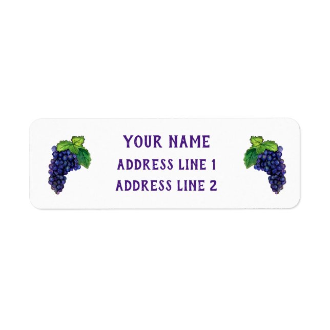 Red Wine Grapes Custom Return Address Labels (Front)
