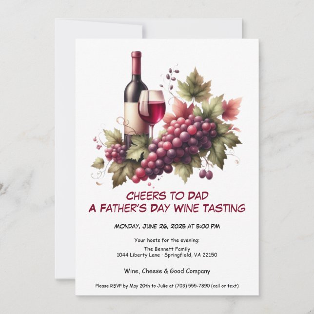 Red Wine & Grapes – Father’s Day Invitation (Front)