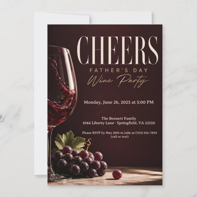 Red Wine & Grapes – Father’s Day Invitation (Front)