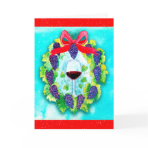 Red Wine Grapes Holiday Wreath with Wine Glass