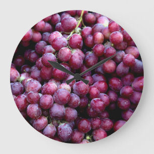Red Wine Grapes: Luscious Background. Large Clock