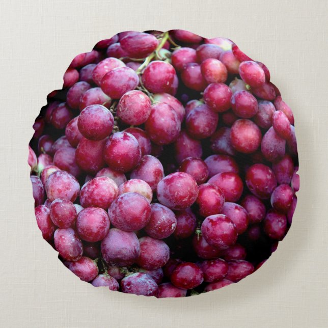 Red wine grapes round pillow (Front)