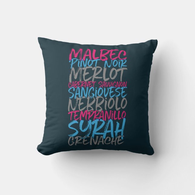 Red Wine Grapes Throw Pillow (Front)