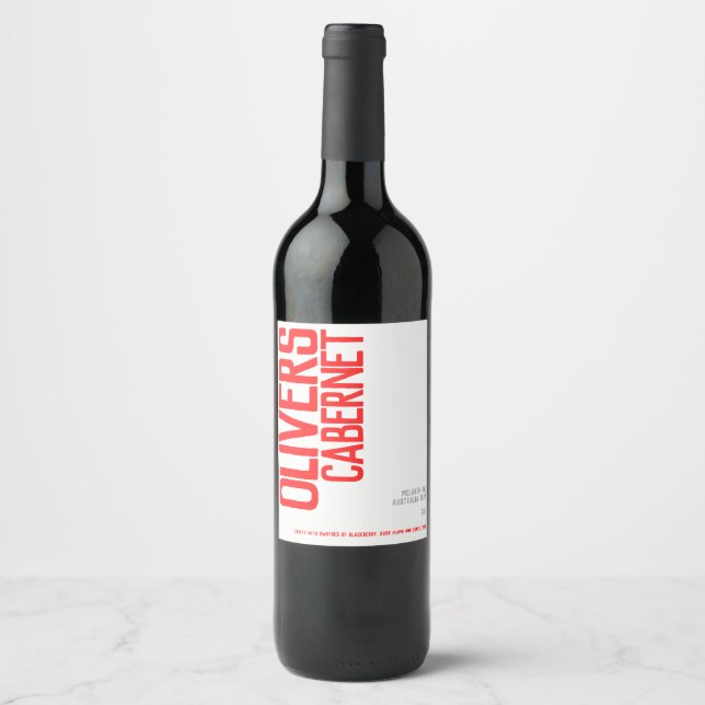 Red wine home wine makers text custom wine labels (Front)