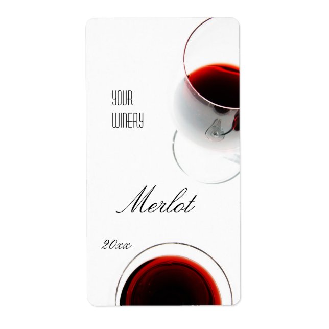 Red wine in a glass wine label (Front)