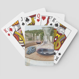 Red Wine In Vineyard Playing Cards