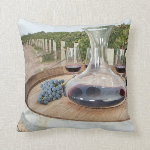 Red Wine In Vineyard Throw Pillow