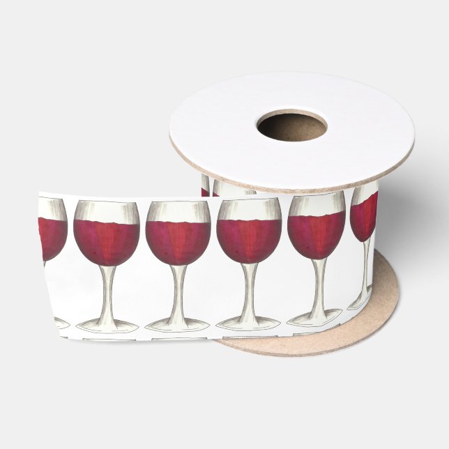 Red Wine Merlot Glass Glasses Foodie Print Ribbon Satin Ribbon (Spool)