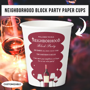 Red Wine Neighbourhood Block Party Paper cup