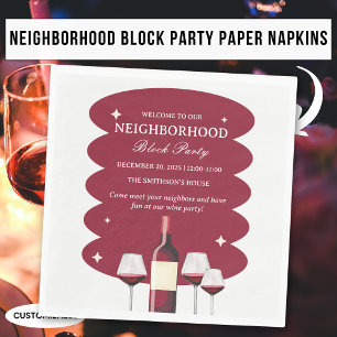 Red Wine Neighbourhood Block Party Table Napkin