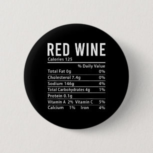 Red Wine Nutrition Facts Funny Matching 2 Inch Round Button
