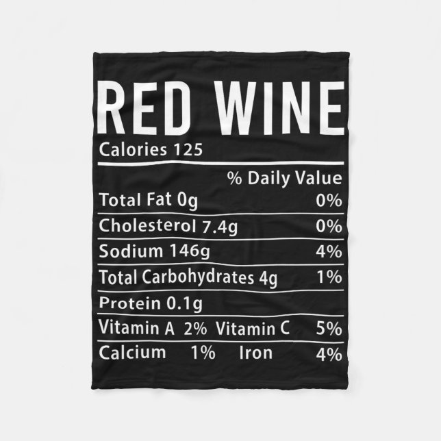 Red Wine Nutrition Facts Funny Matching  Fleece Blanket (Front)