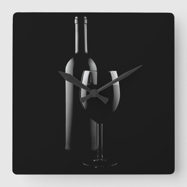 red wine on black wall clock (Front)