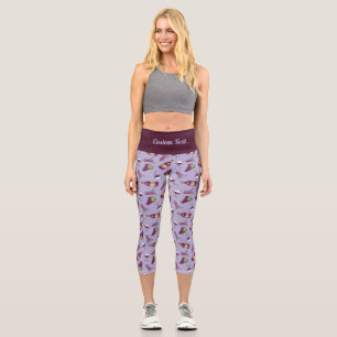 Red Wine Pattern Capri Leggings