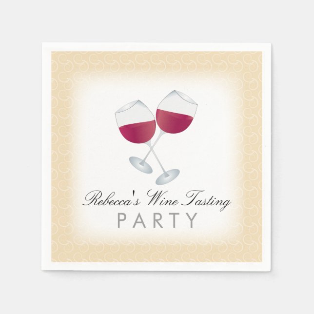 Red Wine, Personalized Wine Tasting Party Napkin (Front)