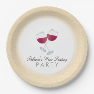 Red Wine, Personalized Wine Tasting Party Paper Plate