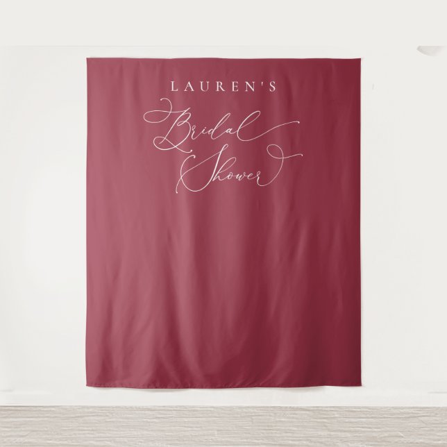 Red Wine Pink Bridal Shower Photo Backdrop Tapestry (Front)