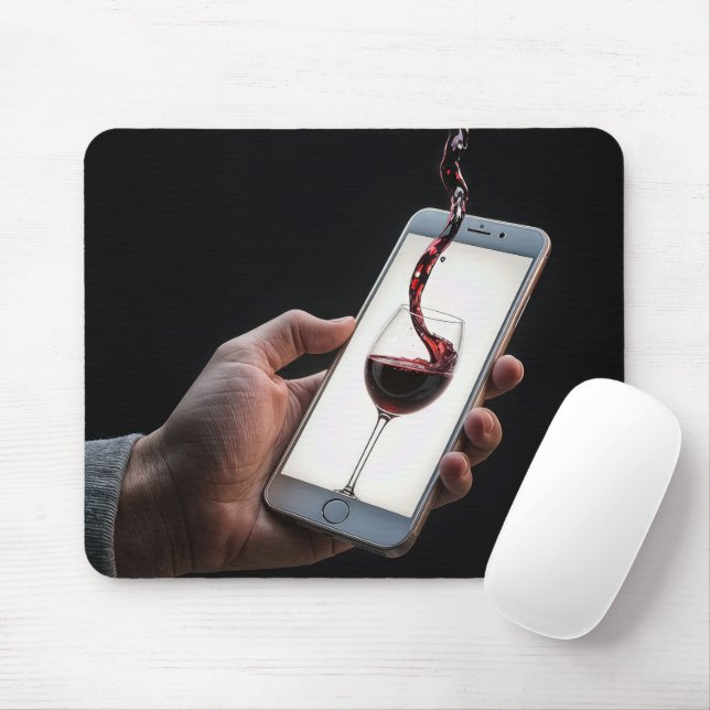 Red Wine Pour Into a Smartphone Mouse Pad (With Mouse)