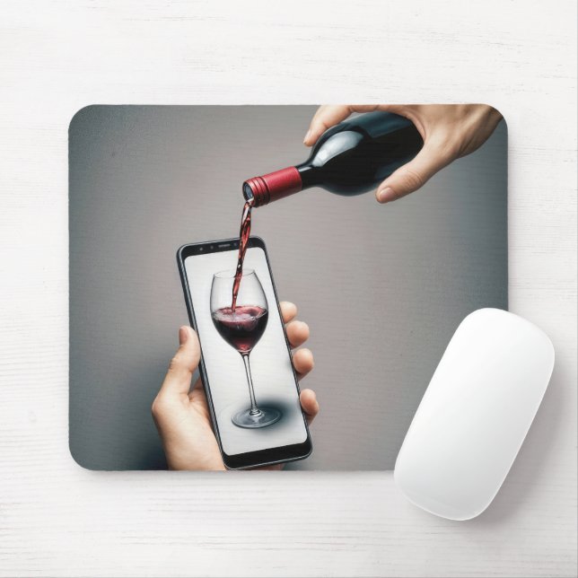 Red Wine Pouring Into a Smartphone Mouse Pad (With Mouse)